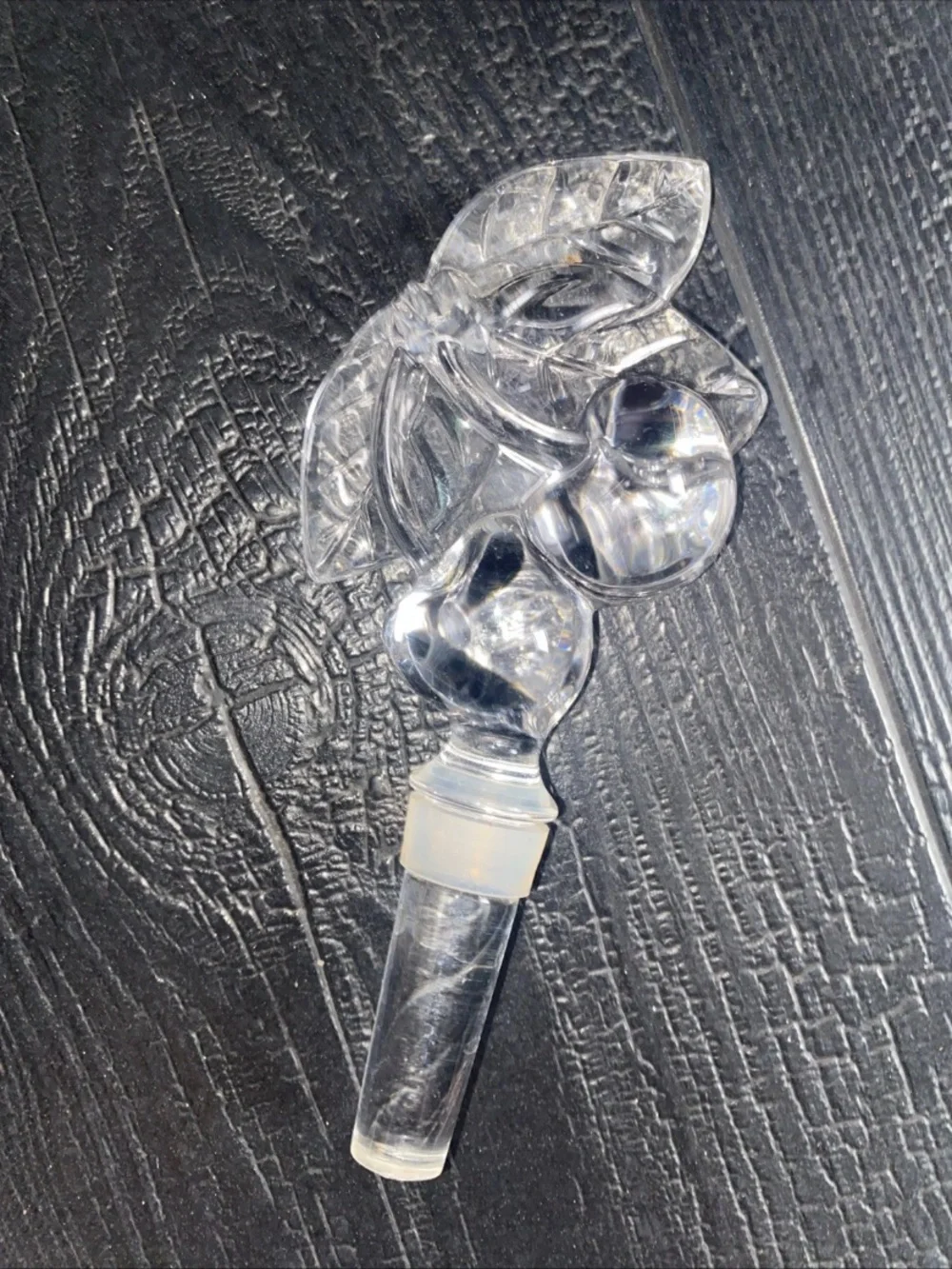 MIKASA Cherry Orchard Clear Crystal Lead Wine Bottle Stopper Fruit Collection